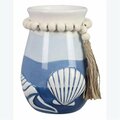 Youngs 6 Ceramic Coastal Ombre Vase with Beaded Tassel 62011